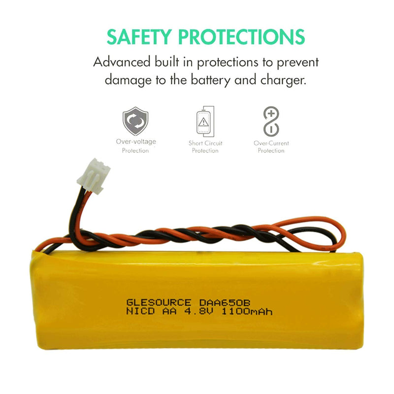 [Australia - AusPower] - GLESOURCE 4.8V Emergency Lighting Battery Replaces with LITHONIA D-AA650Bx4 Unitech Dual-Lite 0120859 Ni-CD AA 650mAh 4.8V EJW-NI-CAD 800mah BYD D-AA650B-4 Exit Sign Emergency Light(2 Pack) 2PCS 4.8V 1100mAh battery 