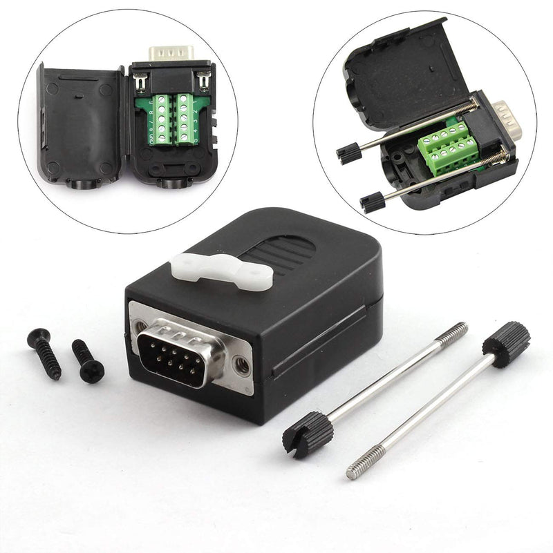 [Australia - AusPower] - ZYAMY DB9 Solderless Adapter Connector Serial Port Breakout Board to Wiring Terminal RS232 485 Plug with Case 