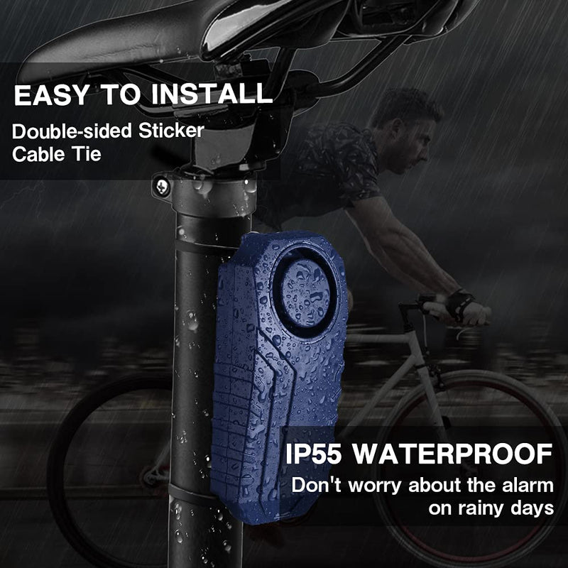 [Australia - AusPower] - WSDCAM 113dB Bike Alarm Wireless Anti Theft Vibration Motion Sensor Vehicle Security Alarm System Waterproof Motorcycle Alarm Bicycle Alarm with Remote - Blue 