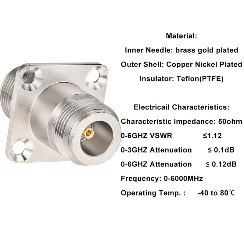 [Australia - AusPower] - XRDS -RF 2pcs N Female to Female Connector 4 Hole Flange Panel Mount Adapter N Coax Jack Connector 