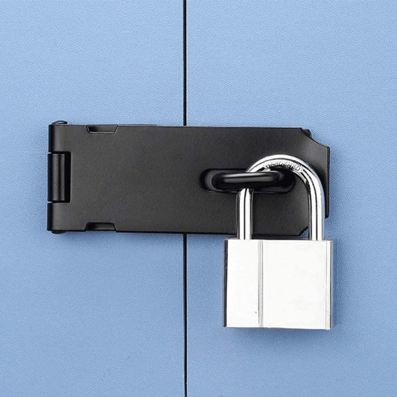 [Australia - AusPower] - Padlock Hasp 4 Inch Door Hasp Latch Lock Stainless Steel Padlock Clasp Black Hasp Lock Gate Hasp with Fixing Screw for External Doors Window Cabinet Pet Cage 