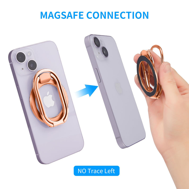 [Australia - AusPower] - Rimyam Magnetic Phone Ring Holder Stand with MagSafe Phone Grip Adjustable Phone Ring Kickstand Mag Safe Accessories for iPhone 14/13/12 Removable for Wireless Charging Rose Gold MAG Rose Gold 