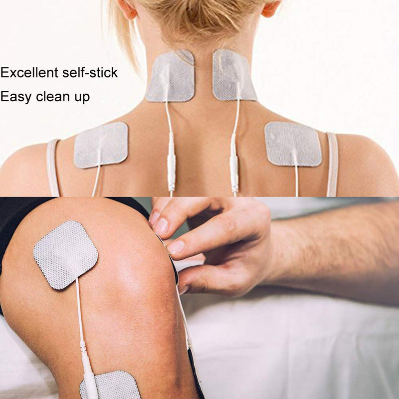 [Australia - AusPower] - TENS Unit Pads 40 Pcs Wired Self-Adhesive Electrodes Premium Replacement Pads for TENS Units - 2x2 Inches (2x2-40Pcs) 