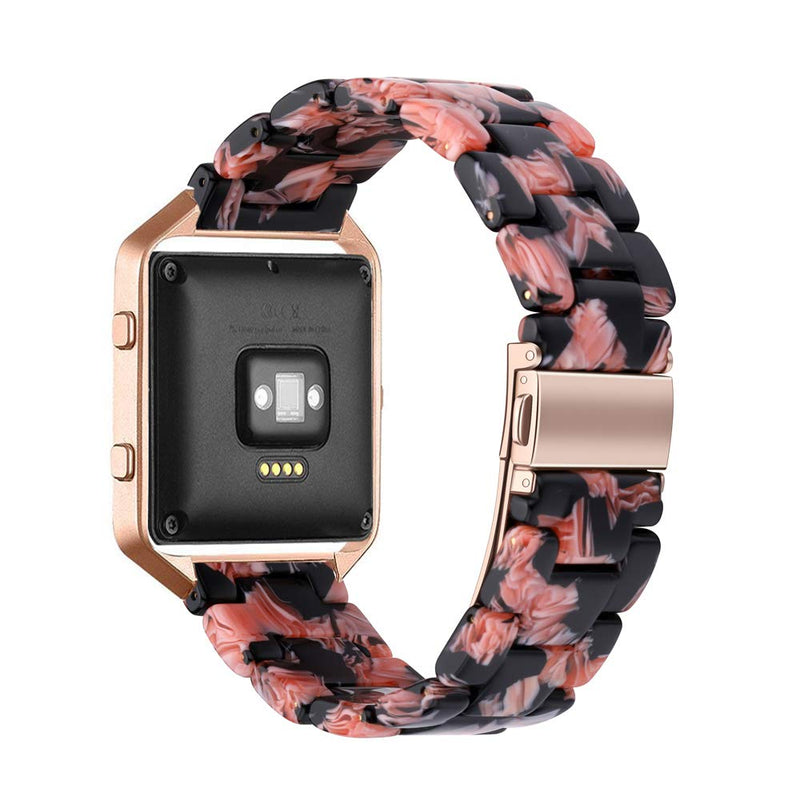 [Australia - AusPower] - Ayeger Resin Band Compatible with Fitbit Blaze,Women Men Metal Frame Housing+ Resin Accessory Band Wristband Strap Blacelet for Fitbit Blaze Smart Watch Fitness(Pink Floral) Pink Floral 