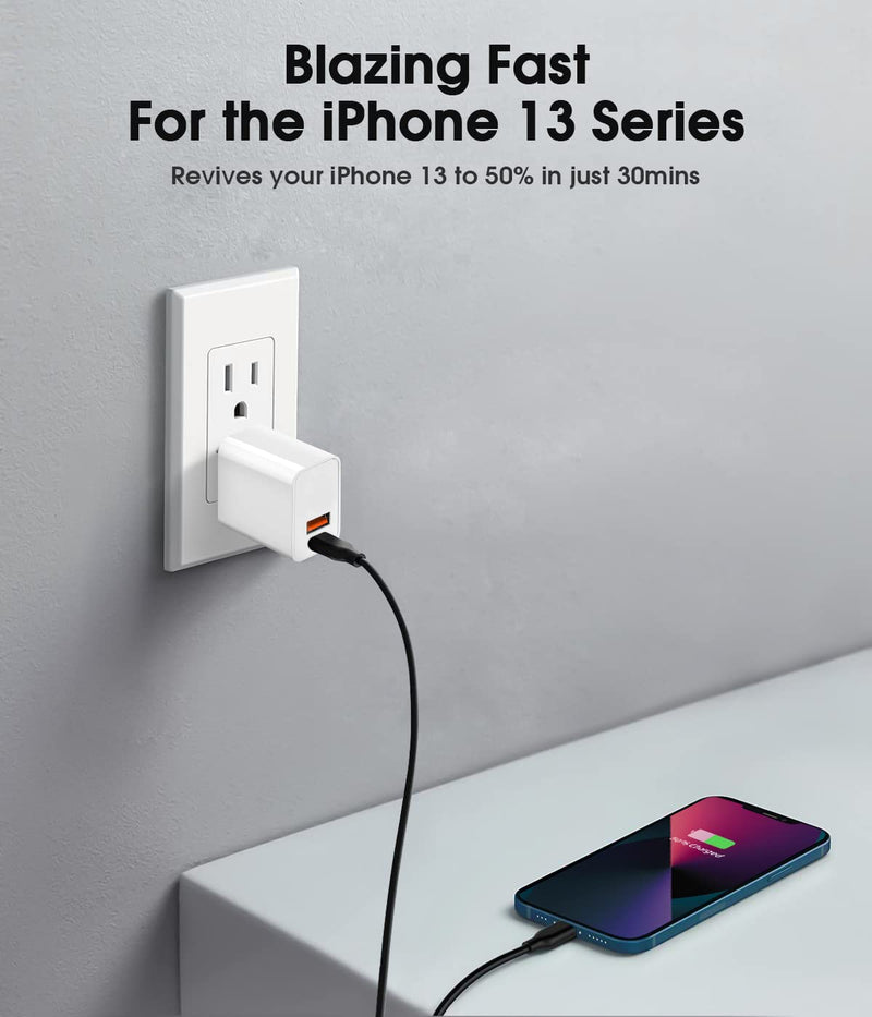 [Australia - AusPower] - iPhone 13 Pro Max Charger Block, 2 Pack USB C Charger Block, Udaton Upgraded Durable USB C Wall Charger, Certified 20W Dual Port PD iPhone 12 Pro Max Charger Block, Fast USB-C Power Wall Plug Adapter 