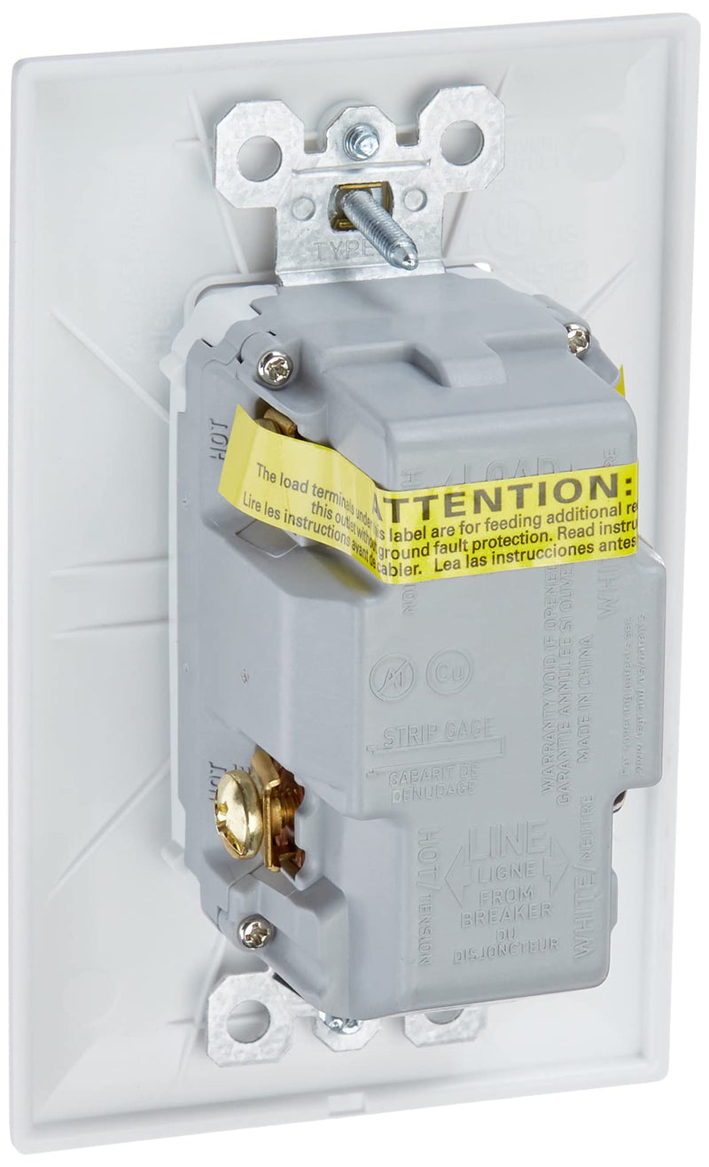 [Australia - AusPower] - Legrand Radiant® USB GFCI Outlet, 15A Tamper-Resistant, Self-Test, Type-A/C, White, 1597TRUSBACW 