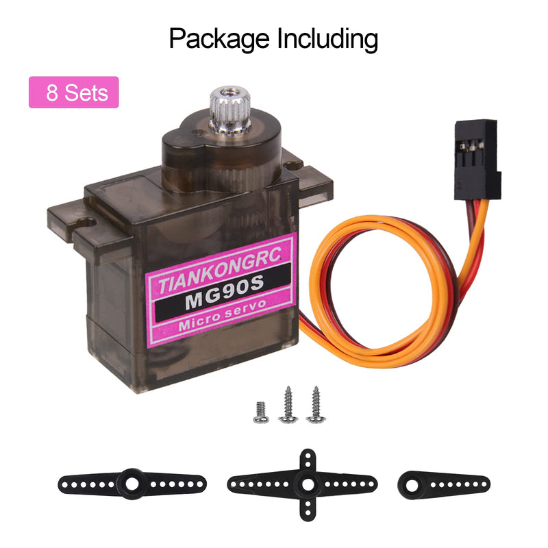 [Australia - AusPower] - MG90S 9g Servo Motor Micro Metal Gear for Robot Car Plane RC Helicopter Arduino MG90S-8Pcs 
