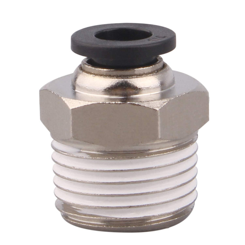 [Australia - AusPower] - PC Push to Connect Tube Fitting, Male Straight - 1/4" Tube OD x 3/8" NPT Thread, Pack of 10 1/4"OD x 3/8"NPT 