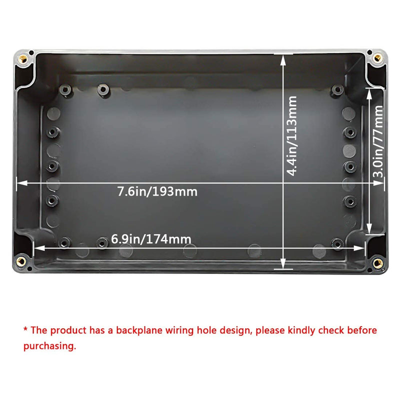 [Australia - AusPower] - LeMotech Project Box ABS Plastic IP65 Waterproof Dustproof Electrical Junction Box Outdoor Enclosure for Electronics Black 7.87 x 4.72 x 2.95 inch (200 x 120 x 75 mm) 7.87"x 4.72"x 2.95" 1 pack 
