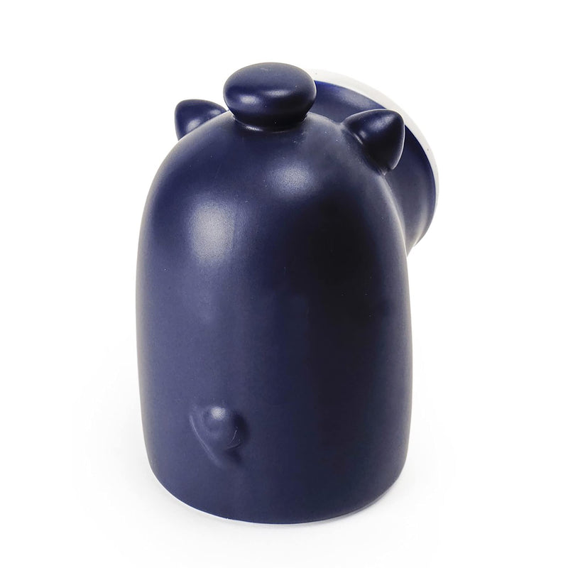 [Australia - AusPower] - RSVP International Stoneware Salt Pig and Spoon Set, Wide Mouth, Dishwasher Safe, 3x3.25x5", Blue 