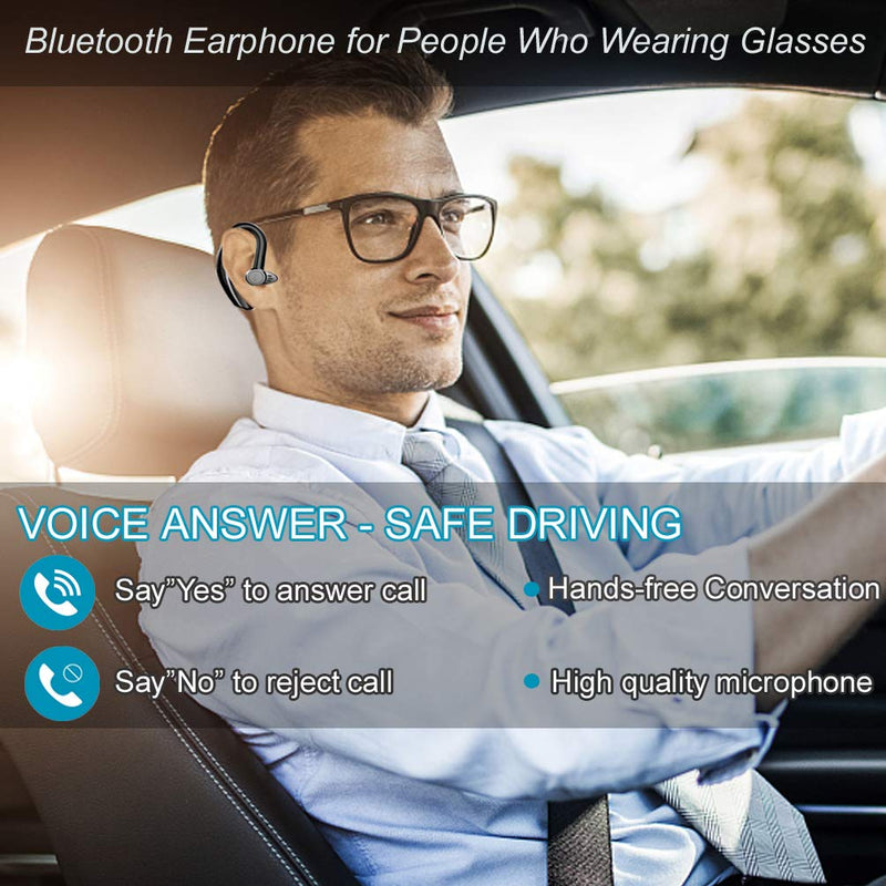 [Australia - AusPower] - Bluetooth Earpiece Voice Command Bluetooth Headset Noise Cancelling Wireless Headset in-Ear Headphone Business Earphones Compatible with Android iOS Smart Phones Laptop for Office Driver Trucker Black 