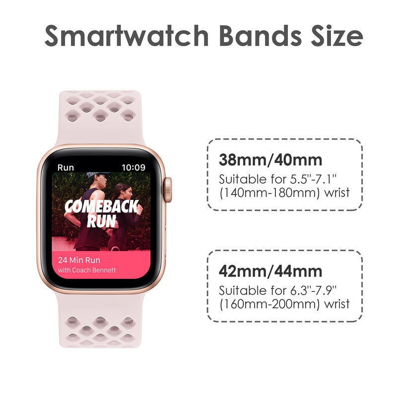 [Australia - AusPower] - Luxury Wristband Compatible with Apple Watch Bands 38mm 40mm 41mm for Women Men-Soft Silicone Waterproof Sport Replacement Smart Watch Strap with Breathable Holes for iWatch SE Series 7 6 5 4 3 2 1 0 