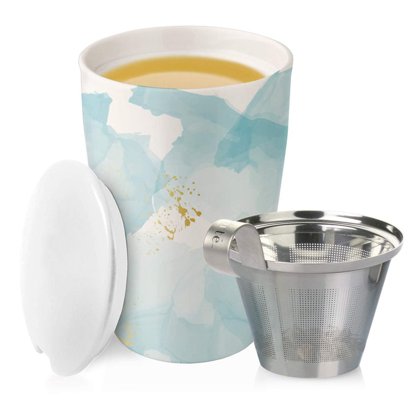 [Australia - AusPower] - Tea Forte Kati Cup in Wellbeing, Ceramic Tea Infuser Cup with Infuser Basket and Lid for Steeping Loose Leaf Tea 