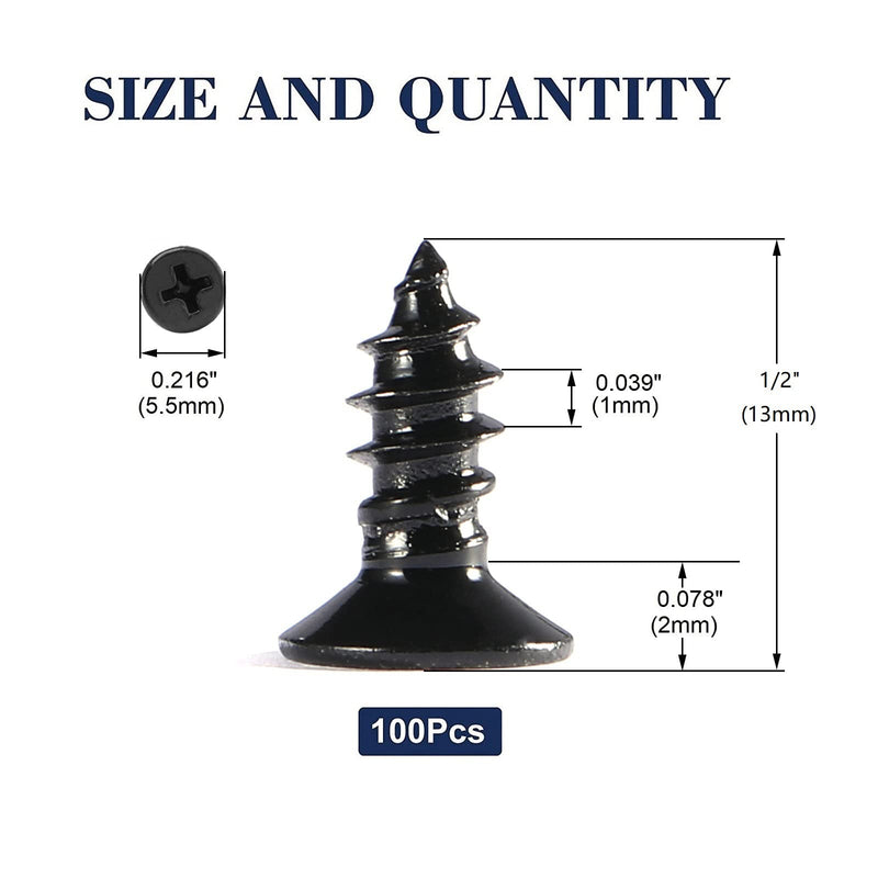 [Australia - AusPower] - #4 x 1/2" Wood Screw 100Pcs 18-8 (304) Stainless Steel Screws Flat Head Phillips Fast Self Tapping Drywall Screws Black Oxide by SG TZH #4 x 1/2" 