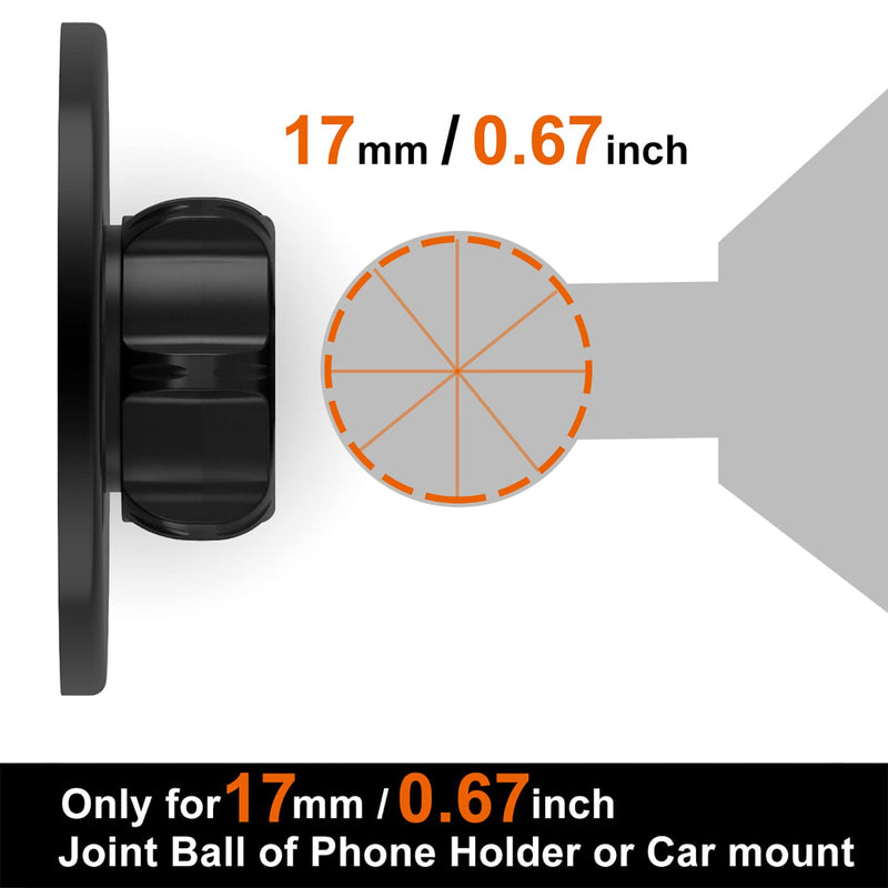 [Australia - AusPower] - metisinno MagSafe Compatible Car Mount Base for iPhone 13 12 Magnetic Accessories, Only for Diameter 17mm/0.67 inch Universal Joint Ball of Phone Holder or Car mount, Vent, Dashboard, Windshield &More Car Mount Magnetic Base 