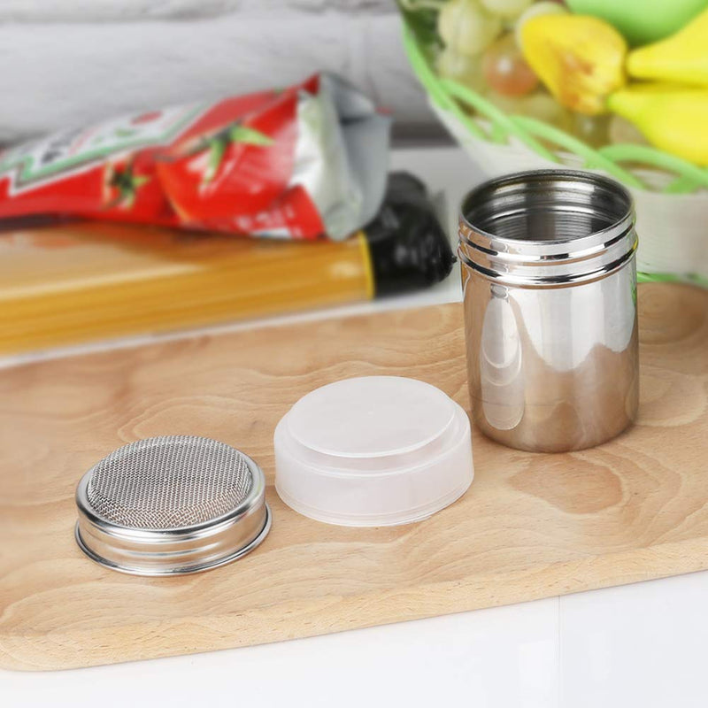 [Australia - AusPower] - Accmor 2pcs Powder Sugar Shaker Duster, Stainless Steel Powder Sugar Shaker with Lid, Sifter For Cinnamon Sugar Pepper Powder Cocoa Flour Small-6.8 oz 