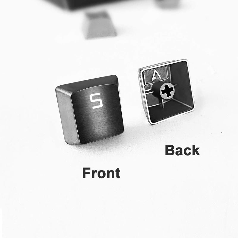 [Australia - AusPower] - Fitlink Stainless Steel Metal Keycaps with Key Puller for Mechanical Keyboard Cherry Mx Switch(Direction Keys,Black) Black 