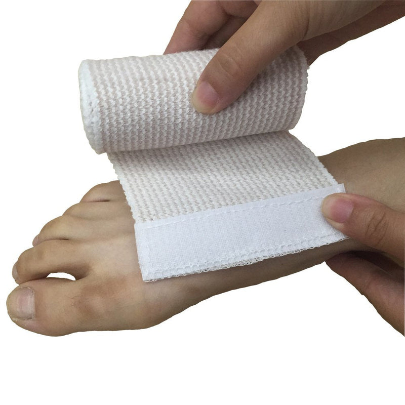 [Australia - AusPower] - ZJCCTO Elastic Bandage 4 Pack. 4 Inches Wide x (13 to 15 ft. when stretched) with Hook and Loop on Both Ends, Latex Free Bandage. Perfect Compression Wrap for Varicose Veins,Sprained Ankle 4 Count (Pack of 1) 