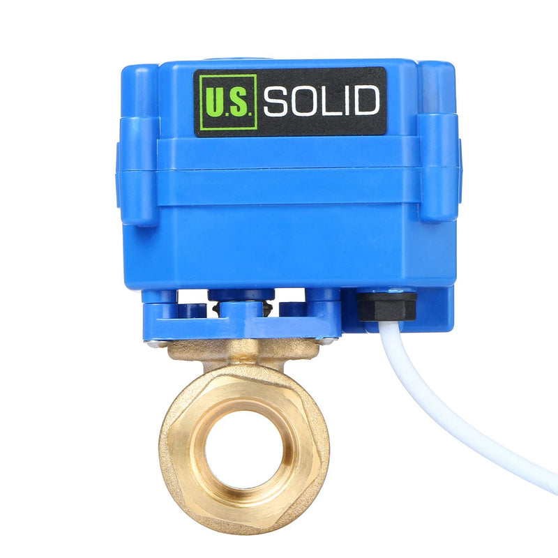[Australia - AusPower] - Motorized Ball Valve- 1/2" Brass Ball Valve with Full Port, 9-24V DC and 2 Wire Reverse Polarity by U.S. Solid 