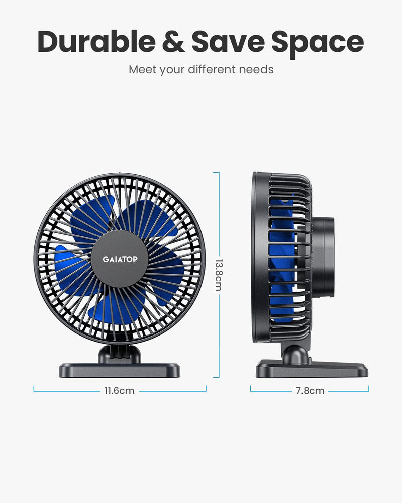 [Australia - AusPower] - Gaiatop USB Desk Fan, Small But Powerful, Portable Quiet 3 Speeds Wind Desktop Personal Fan, Adjustment Mini Fan for Better Cooling, Home Office Car Indoor Outdoor (Blue) Blue 