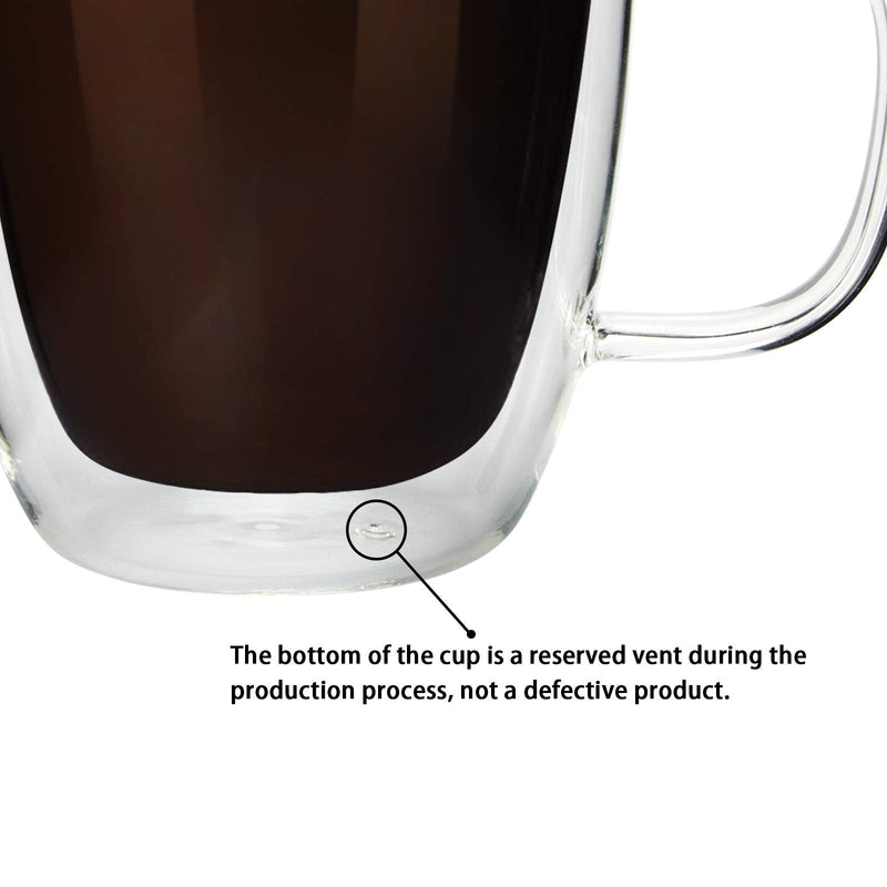 [Australia - AusPower] - Glass Coffee Mug, Double Wall Insulated Glass Cup 12 Oz Heat-resistant Clear Coffee Mug for Tea Coffee Latte Espresso Cappuccino and Beverage, Set of 1 (Round) 