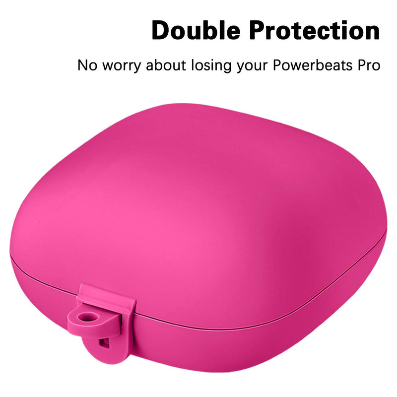 [Australia - AusPower] - GEAK Portable Powerbeats Pro Case, 360° Protection Shockproof Soft Silicone Cover with Keychain Compatible for Beats Powerbeats Pro 2019, Rose Pink 
