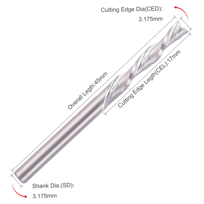 [Australia - AusPower] - HQMaster 1/8" Shank Downcut End Mill Sprial CNC Router Bits Down Cut Tungsten Carbide Milling Cutter Set 5pcs 