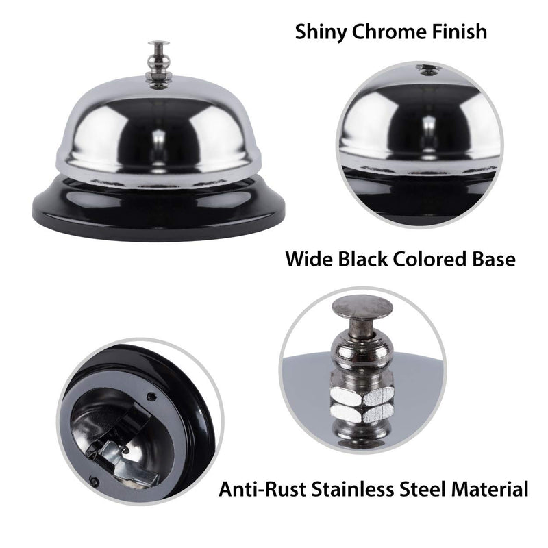 [Australia - AusPower] - 2 Pack Call Bell Front Desk 3.35 inch Silver Metal Anti-Rust Ringing Service Bell, for Hotels, Offices, Pet Dog Training, Schools, Reception, Restaurants, Warehouses, Elderly and Kids Hospitals 