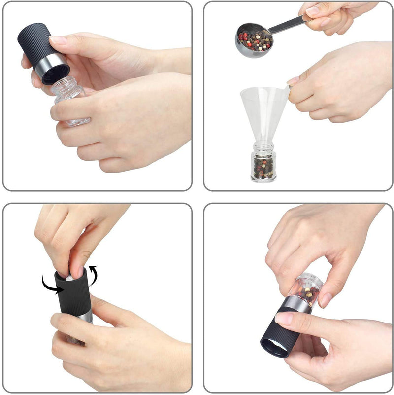 VEVOK Chef Mini Salt and Pepper Grinder Set Small Tiny Adjustable Coarseness Ceramic Salt Grinder Portable Handy Spice Pepper Mill Shaker for BBQ Part