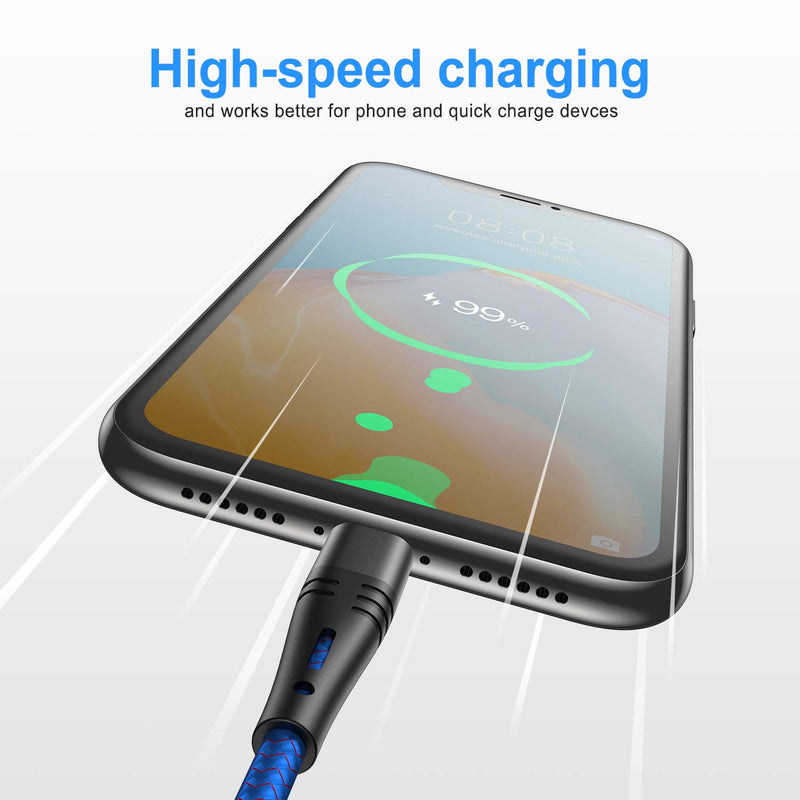 [Australia - AusPower] - Micro USB Cable 3ft Android Phone Charger 2-Pack Premium Nylon Braided Fast Durable Charging Cord for Samsung Galaxy S7 S6 Edge J7 S5,Note 5 4,LG,HTC,Sony,Xbox One, PS4,Kindle,MP3,Tablet(Blue) 3foot blue 