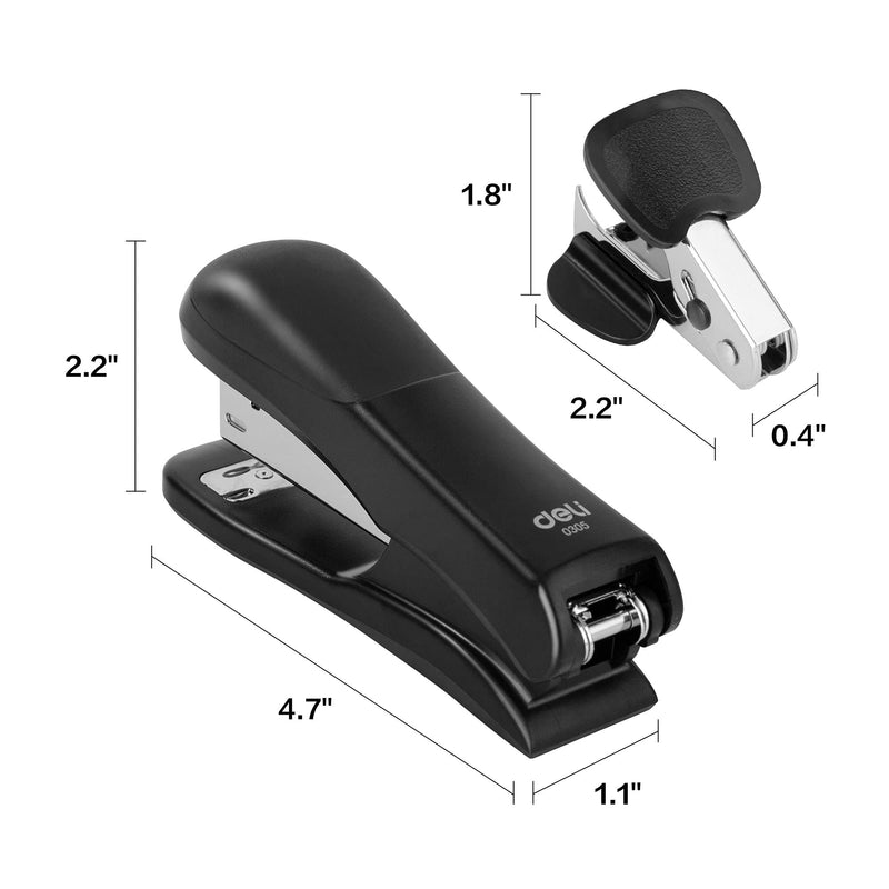 [Australia - AusPower] - Deli Stapler Value Pack, Desktop Staplers, Office Stapler, 20 Sheet Capacity, Includes Staples & Staple Remover, Black Stapler with Staples and Remover B - Black 