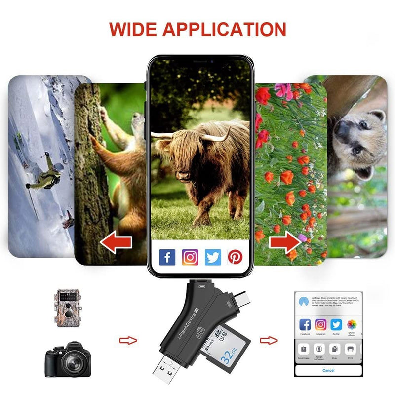 [Australia - AusPower] - Game & Trail Camera SD Card Reader Viewer, Hunting Deer Camera Micro SD Memory Card Reader, Sports Action Camera & IP Camera SD Card Reader Viewer for Smart Cell Phone 