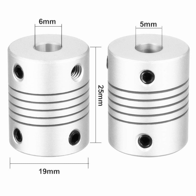 [Australia - AusPower] - Xnrtop 5mm to 6mm Shaft Coupling 25mm Length 19mm Diameter Stepper Motor Coupler Aluminum Alloy Joint Connector for 3D Printer CNC Machine DIY Encoder(Pack of 4） 