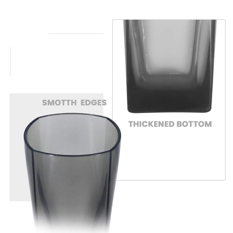 [Australia - AusPower] - Top-spring 12 Oz Reusable Plastic Water Tumblers, Stackable Shatterproof Clear Drinking Glasses, BPA Free, Set of 6 (12 Oz, Gray) 