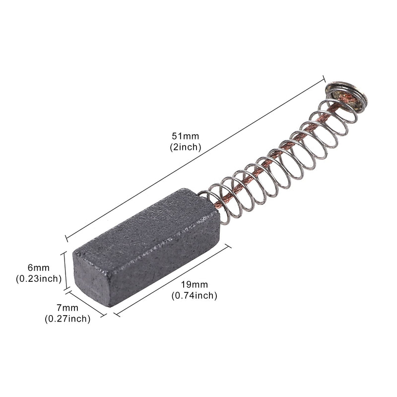 [Australia - AusPower] - TOPPROS 10 Pcs Carbon Brushes with wire leads and brush springs attached 19mm x 7 mm x 6 mm for Generic Electric Motor 