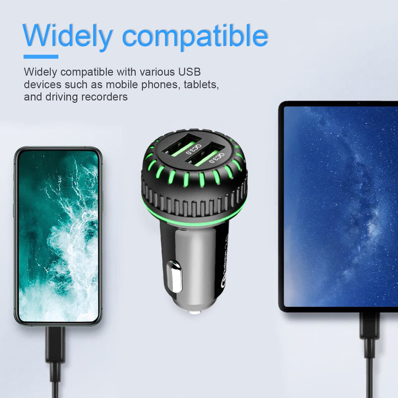 [Australia - AusPower] - Dual QC 3.0 Ports Quick Charger for Car, Fast Car Charger Adapter Compatible with Cigarette Lighter Socket, iPhone 13/Pro Max/Pro, 12/11, Samsung Galaxy, iPad, Camera 