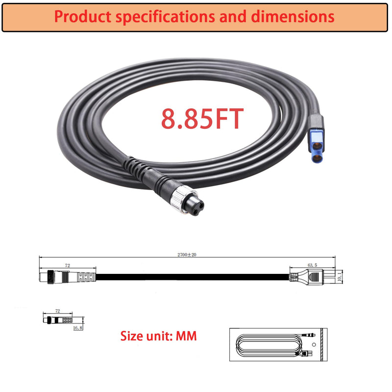 [Australia - AusPower] - kzfuli 8.85 Foot/16.4 Foot EC5 Connection Cable is Compatible with The Daiwa/Shimano Electric Reel Power Cord. (8.85ft) 8.85ft 