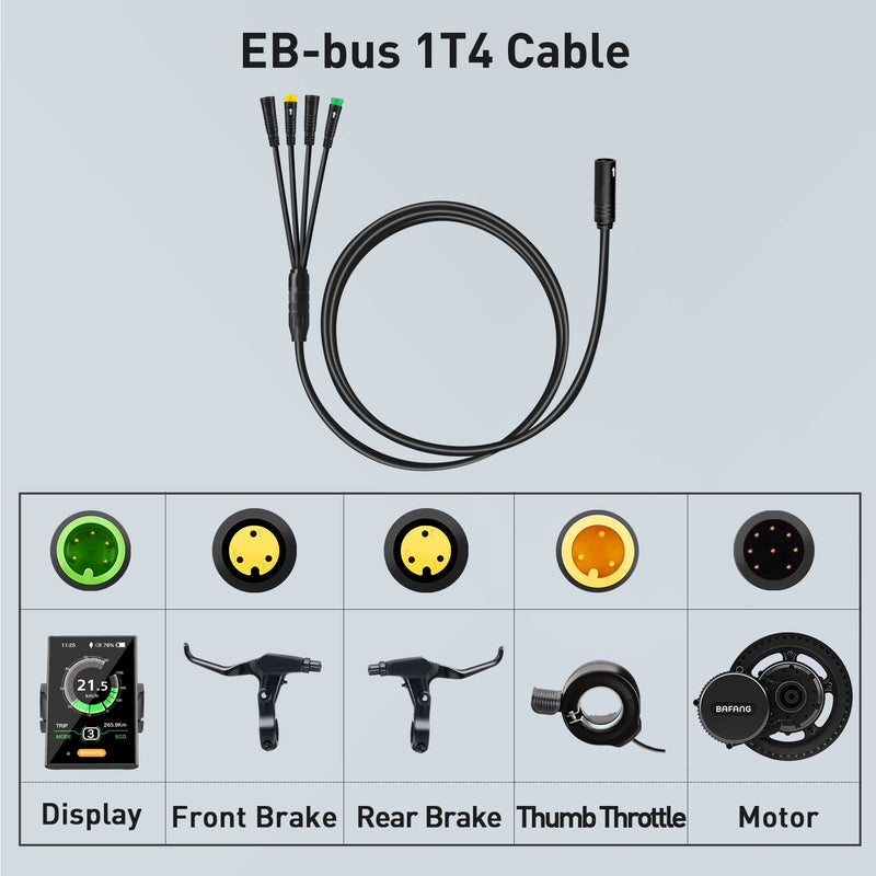 [Australia - AusPower] - Zeekpowa 1T4 Cable Wiring Harness for Bafang BBS01 BBS02 BBSHD Mid Drive Motor Display Brake Thumb Throttle Waterproof Connector 51in 
