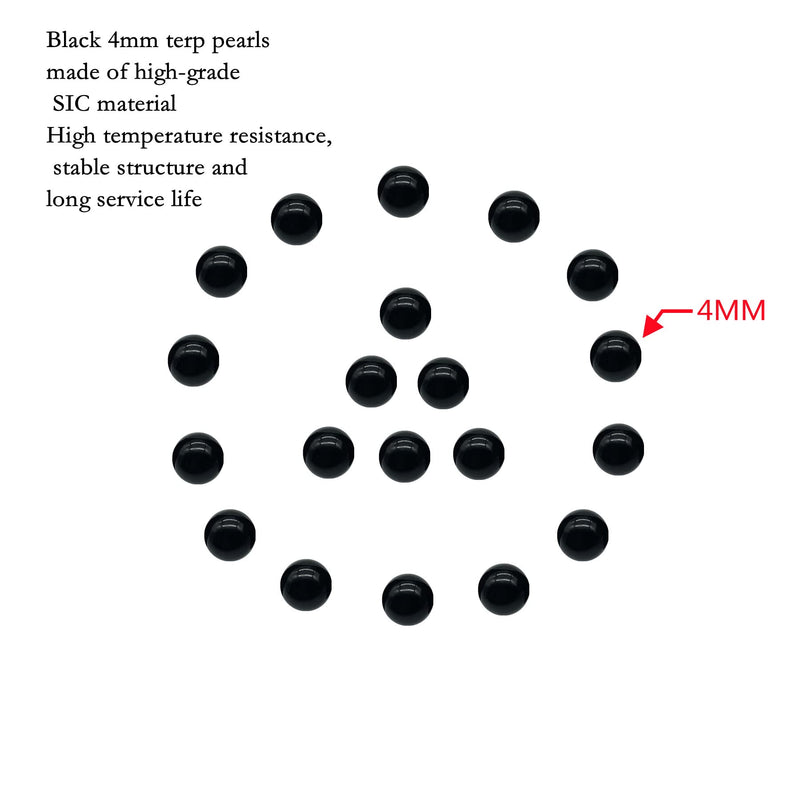 [Australia - AusPower] - jeyol 4mm OD Black SIC Pearl Beads Balls Insert (20 Pack Black) 