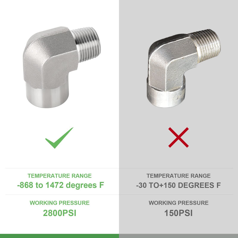 [Australia - AusPower] - TAISHER 2PCS 304 Stainless Steel 90 Degree Barstock Street Elbow, 1/2 Inch NPT Male Pipe to 1/2 Inch NPT Female 304 Stainless Pipe Fitting 1/2" NPT Male × Female 