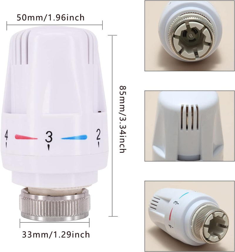 [Australia - AusPower] - 2 Pcs Thermostatic Radiator Heads Automatical Temperature Control Heads Anti Freeze Radiator Valve Heating Systems for Home Office 