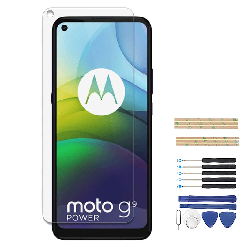 [Australia - AusPower] - OCOLOR Front Glass Repair Kit Compatible with Motorola Moto G9 Power XT2091-3 Front Glass Display Touch Screen Outer Lens Panel with 1 Piece Screen Protector + Tools 