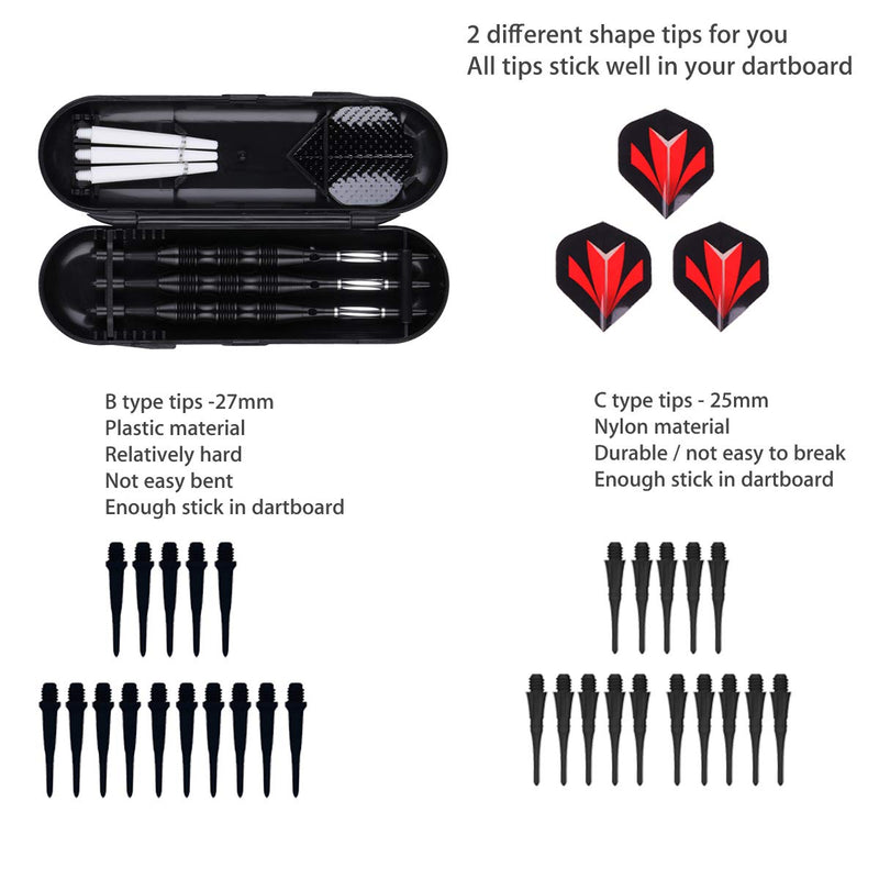 [Australia - AusPower] - sanfeng Professional Soft Tip Darts Set 20 Grams - 50 Rubber O-Rings + 30 Darts Plastic Tip + Aluminum Shafts + 6 Standard Flights + Portable Case for Electronic Dart Board BLACK 