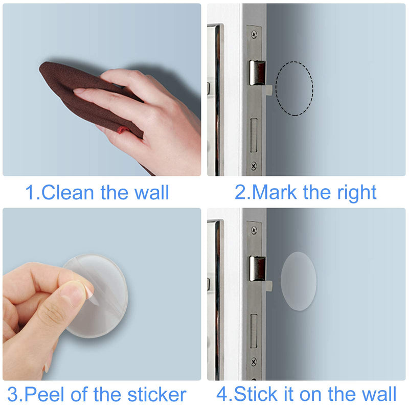 [Australia - AusPower] - Door Stopper Wall Protector 8 PCS, Door Stop with Strong Back Adhesive, Quiet and Shock Absorbent Silicone Wall Protectors from Door Knobs, Prevent Damage to Wall, (White, Clear) 