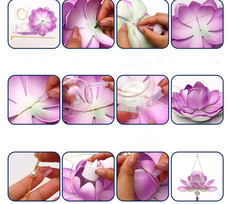 [Australia - AusPower] - Lotus Lantern Handheld Spring Festival Decor Chinese New Year Flower Lanterns DIY Artificial Lotus Lamp for Hanfu Cosplay,Wedding, Party Decoration(red) Red 