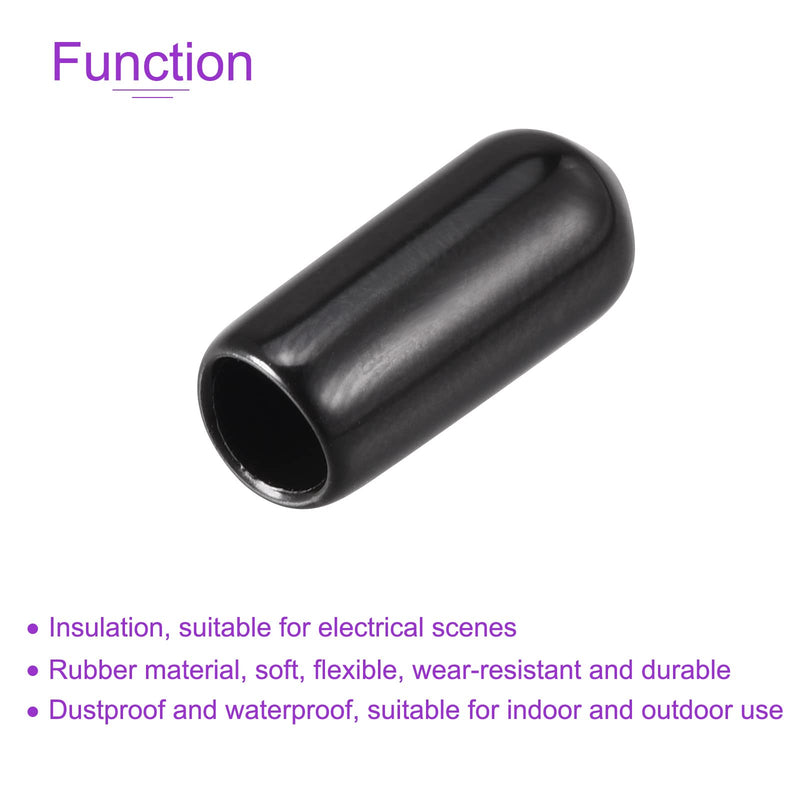 [Australia - AusPower] - DMiotech 200 Pack 5.5mm ID Black Screw Thread Protectors Rubber End Caps Bolt Covers for Screw Bolt Furniture Pipe 