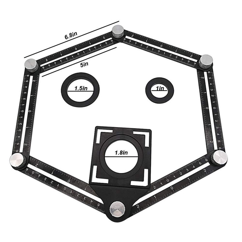 [Australia - AusPower] - Six-Sided Aluminum Alloy Angle Measuring Tool, Angle Ruler Template Template Tool Full Metal Measuring Rules Layout Tool for Handymen Builders DIY Carpenters Craftsmen 