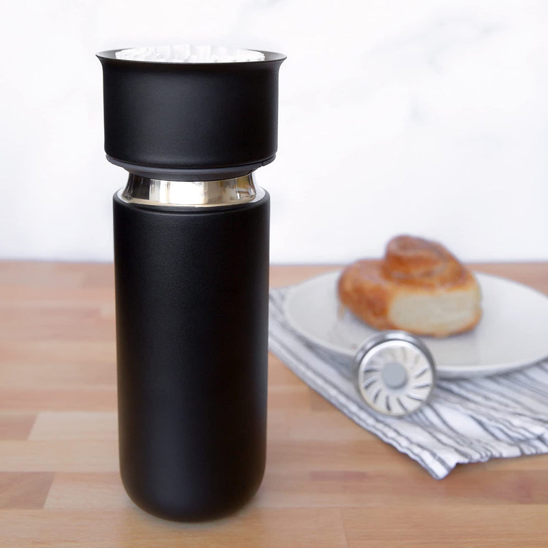 [Australia - AusPower] - Fellow Carter Move Travel Mug - Vacuum-Insulated Stainless Steel Coffee and Tea Tumbler with Ceramic Interior and Splash Guard, Matte Black, 16 oz Cup 
