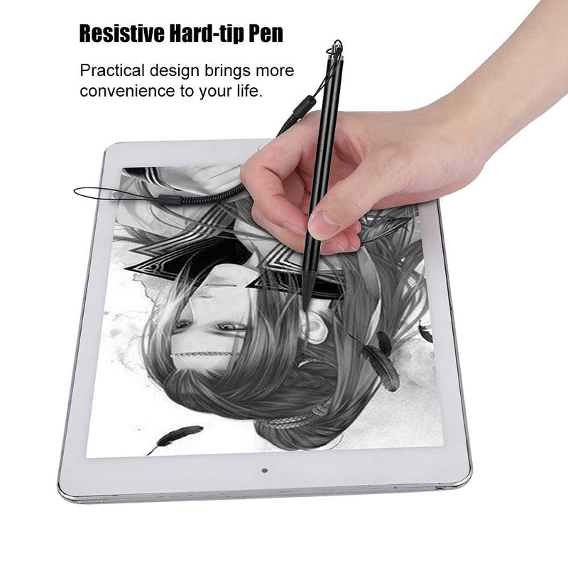 [Australia - AusPower] - Wendry Resistive Hard-tip Pen Compatible with All Resistive Touch Screen Devices Screen Touch Painting Pen Resistive Stylus with Spring Rope for POS PDA Navigator (Black) BLACK 