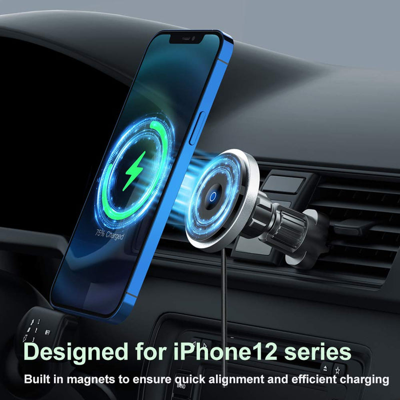 [Australia - AusPower] - 15W Wireless Car Mount Charger Compatible with iPhone12 QI Magnetic Cell Phone Charger Designed for iPhone 12 Series 